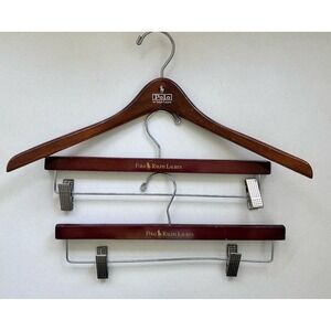 Ralph Lauren Polo Wooden Wood Hangers Pants Shorts Skirts Shirt Vintage Lot Of 3
